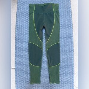 Sweaty Betty Forest Green Leggings with Neon Highlights